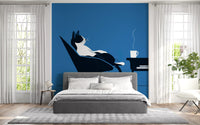 Minimalistisches Wandbild „Katzen-Kaffeepause“