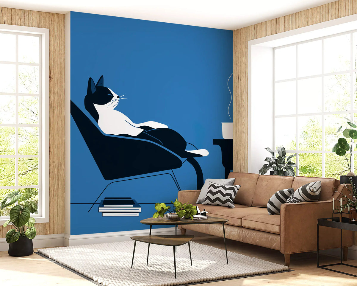 Minimalistisches Wandbild „Katzen-Kaffeepause“
