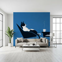 Minimalistisches Wandbild „Katzen-Kaffeepause“