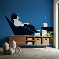 Minimalistisches Wandbild „Katzen-Kaffeepause“