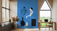 Minimalistisches Wandbild „Dame im blauen Kleid“