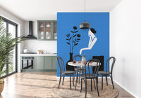 Minimalistisches Wandbild „Dame im blauen Kleid“