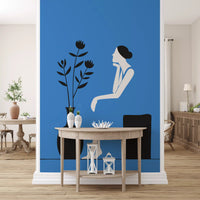 Minimalistisches Wandbild „Dame im blauen Kleid“