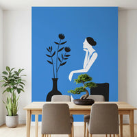 Minimalistisches Wandbild „Dame im blauen Kleid“