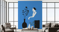 Minimalistisches Wandbild „Dame im blauen Kleid“
