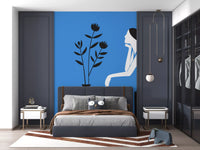 Minimalistisches Wandbild „Dame im blauen Kleid“