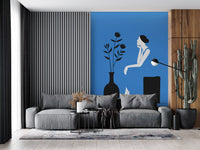 Minimalistisches Wandbild „Dame im blauen Kleid“
