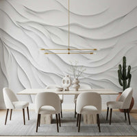 Minimalistisches Wandbild „Fließende weiße Wellen“