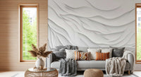 Minimalistisches Wandbild „Fließende weiße Wellen“
