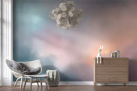 Ätherisches Wandbild einer pastellfarbenen Wolkenlandschaft