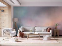 Ätherisches Wandbild einer pastellfarbenen Wolkenlandschaft