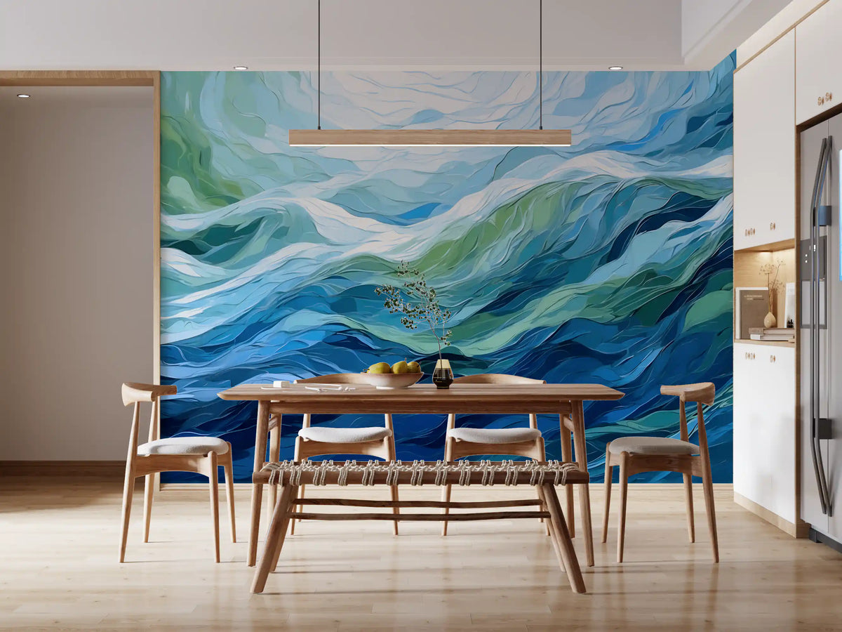 Abstraktes Wandbild „Ätherischer azurblauer Fluss“