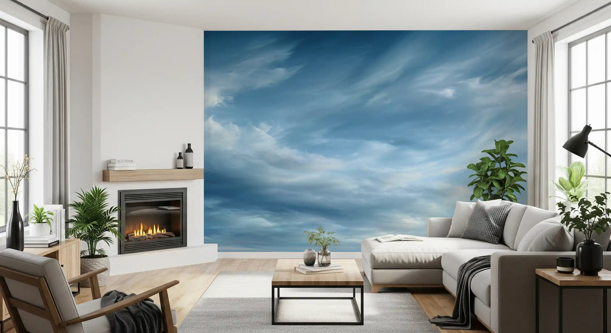 Abstraktes Wandbild mit Wolken, zarten Schwaden und bewegtem Himmel