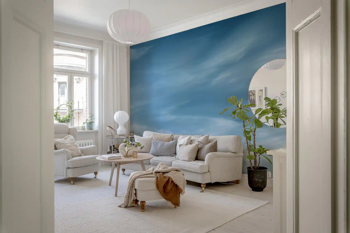 Abstraktes Wandbild mit Wolken, zarten Schwaden und bewegtem Himmel