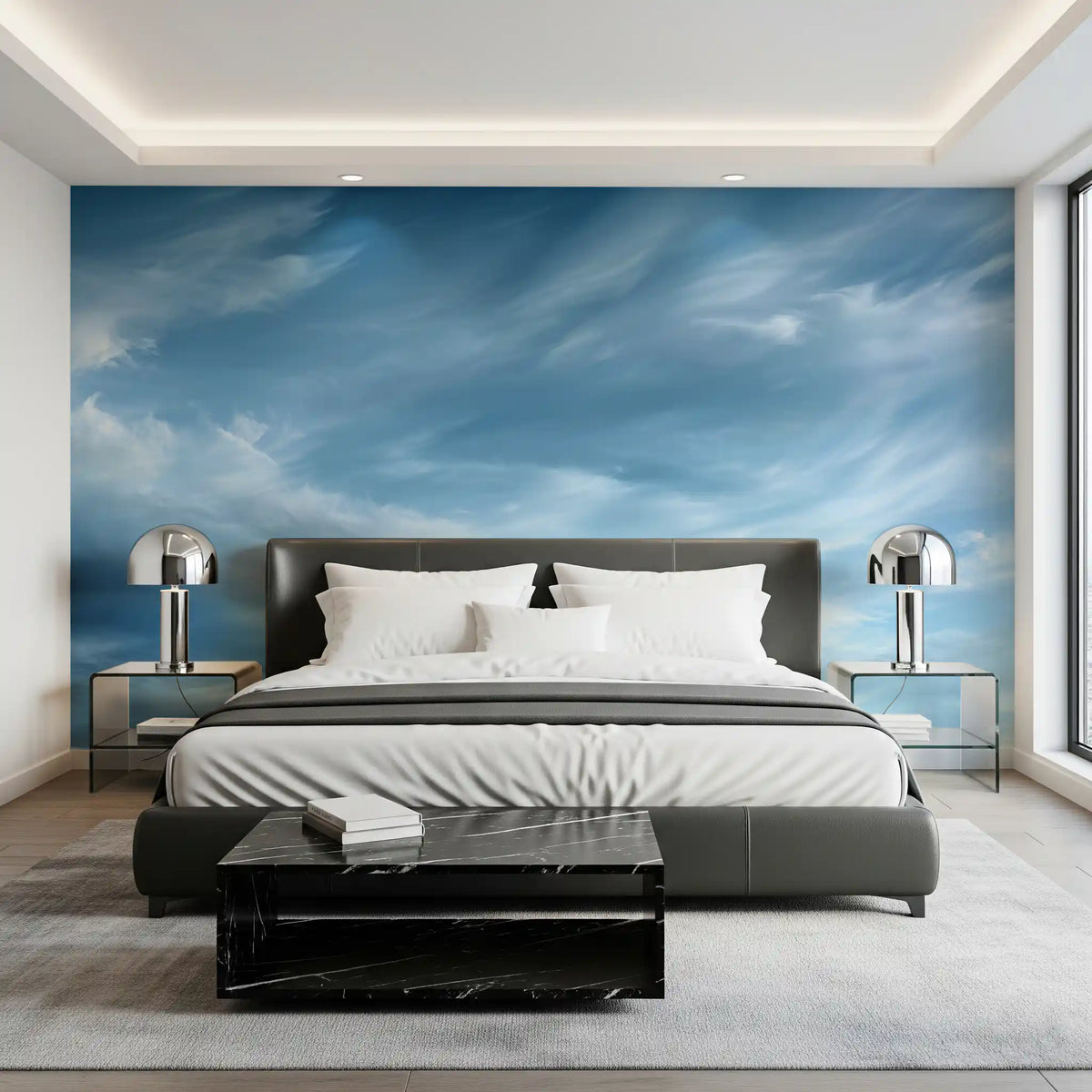 Abstraktes Wandbild mit Wolken, zarten Schwaden und bewegtem Himmel