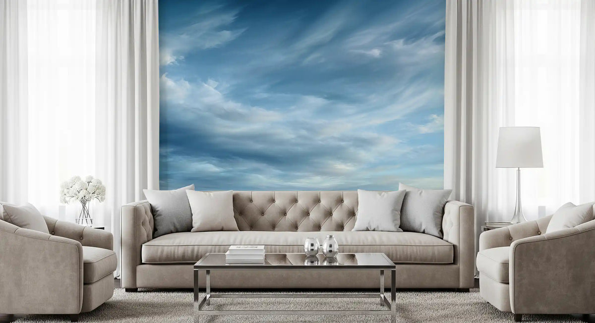 Abstraktes Wandbild mit Wolken, zarten Schwaden und bewegtem Himmel