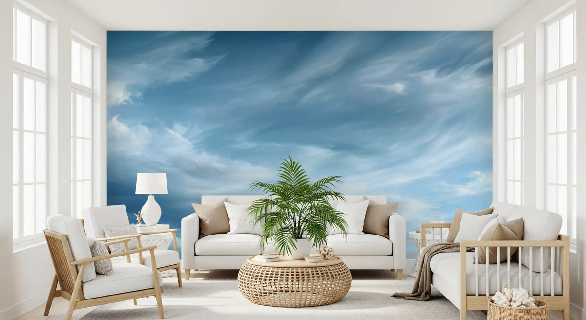 Abstraktes Wandbild mit Wolken, zarten Schwaden und bewegtem Himmel