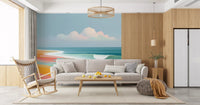 Papier peint panoramique mural représentant un horizon de plage tropicale éclatant et des vagues ondoyantes