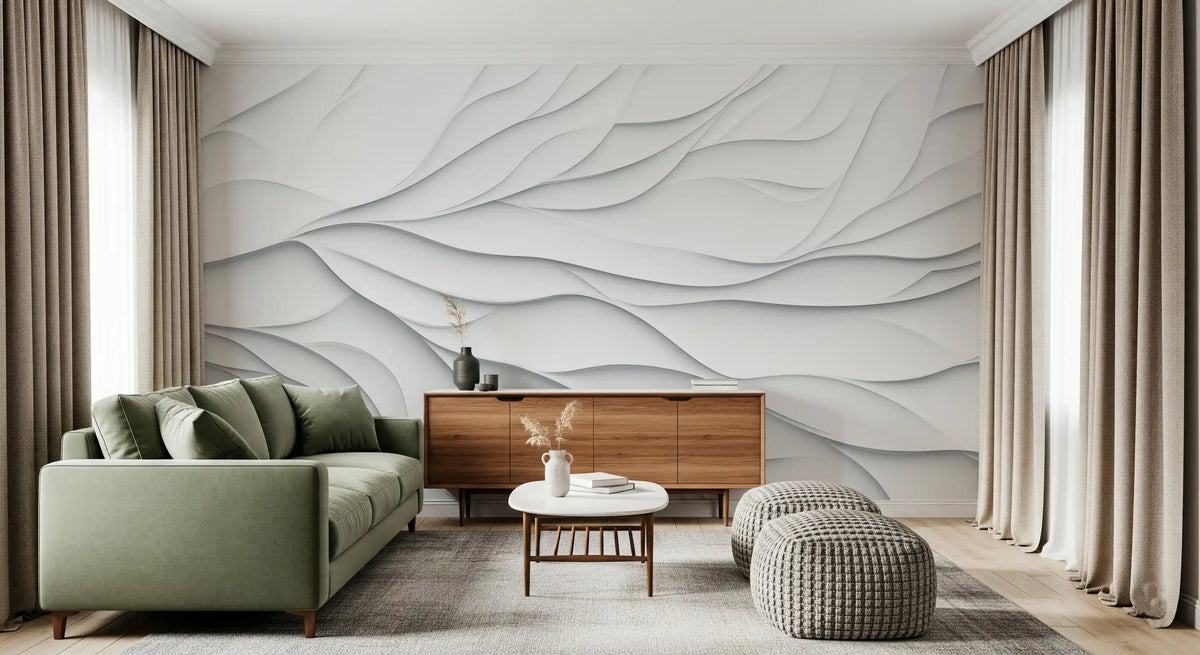 Murale da parete minimalista con curve di carta sovrapposte