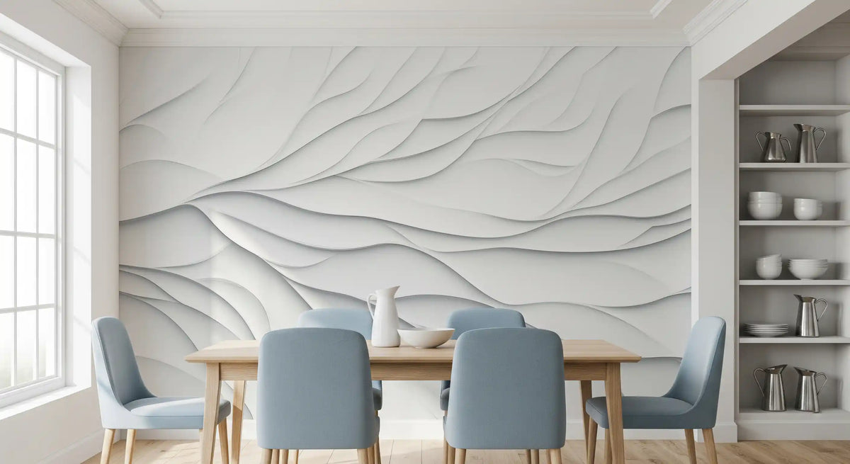 Murale da parete minimalista con curve di carta sovrapposte