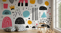 Mural panoramique mural de formes abstraites dessinées à la main