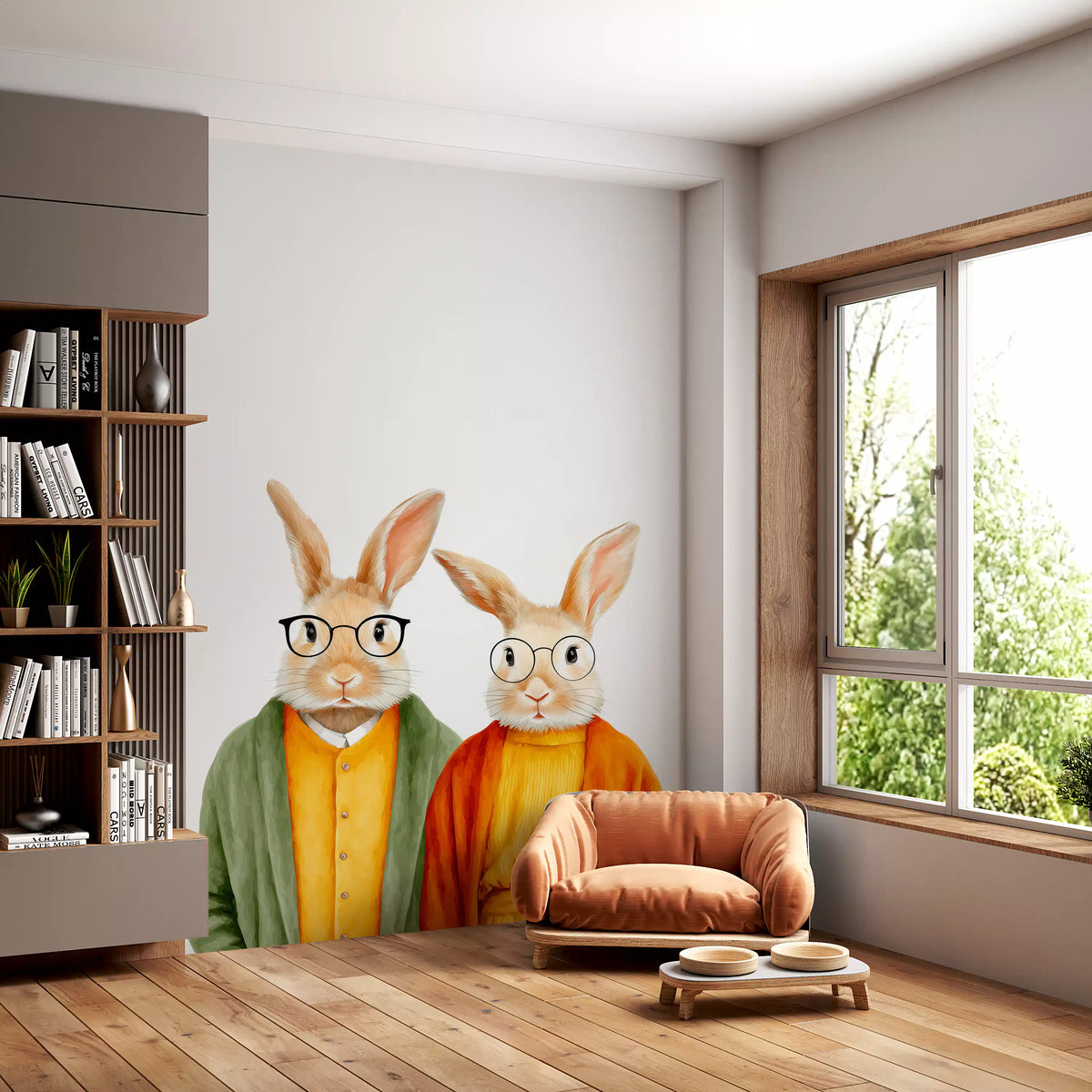 Panoramique mural Lapins fantaisistes en gilets
