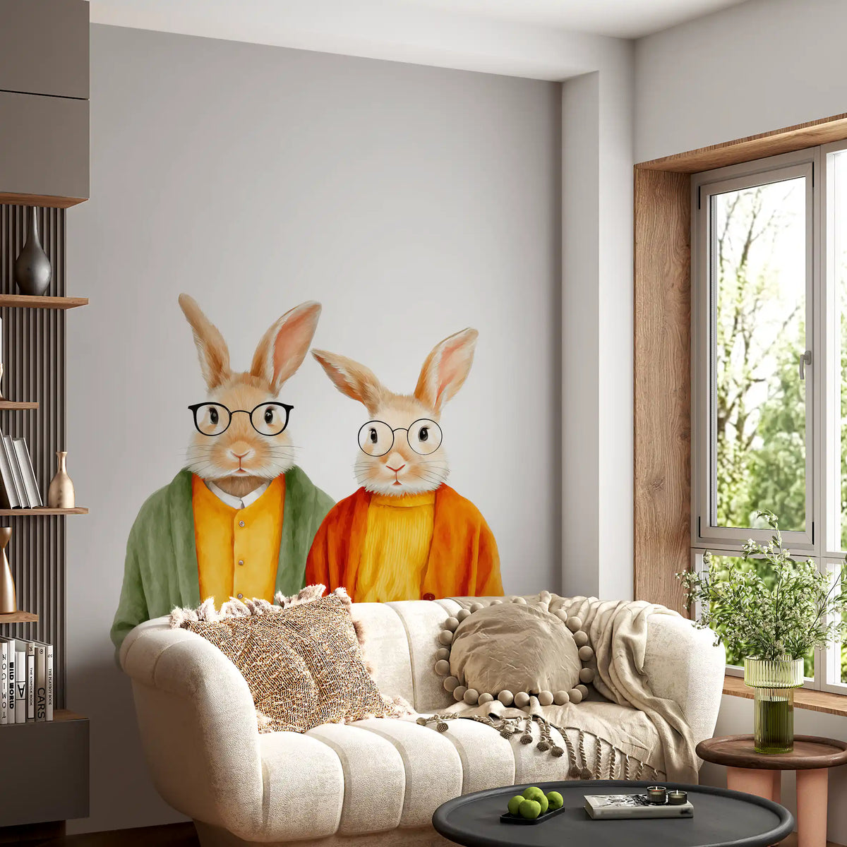 Panoramique mural Lapins fantaisistes en gilets