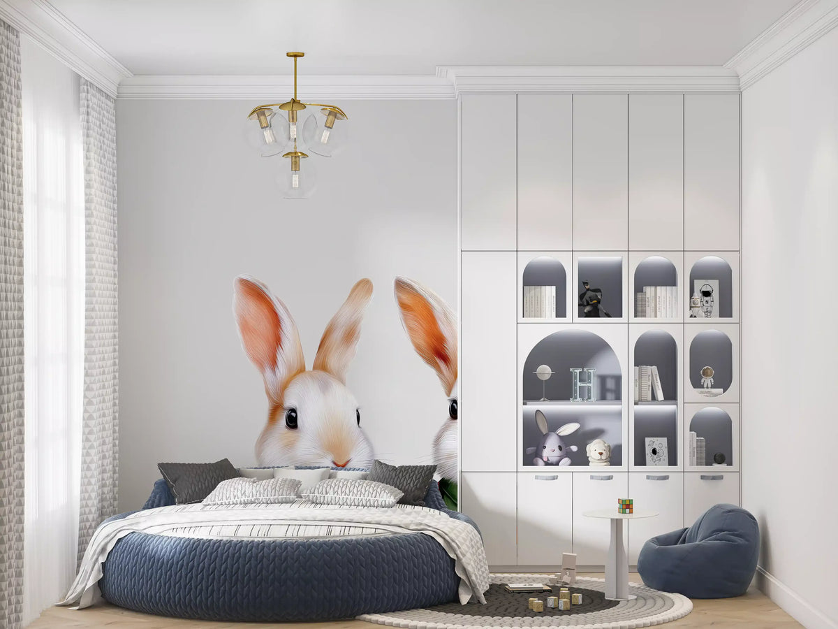 Wandbild „Vintage Storybook Rabbit Pair“