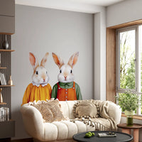 Wandbild „Vintage Storybook Rabbit Pair“
