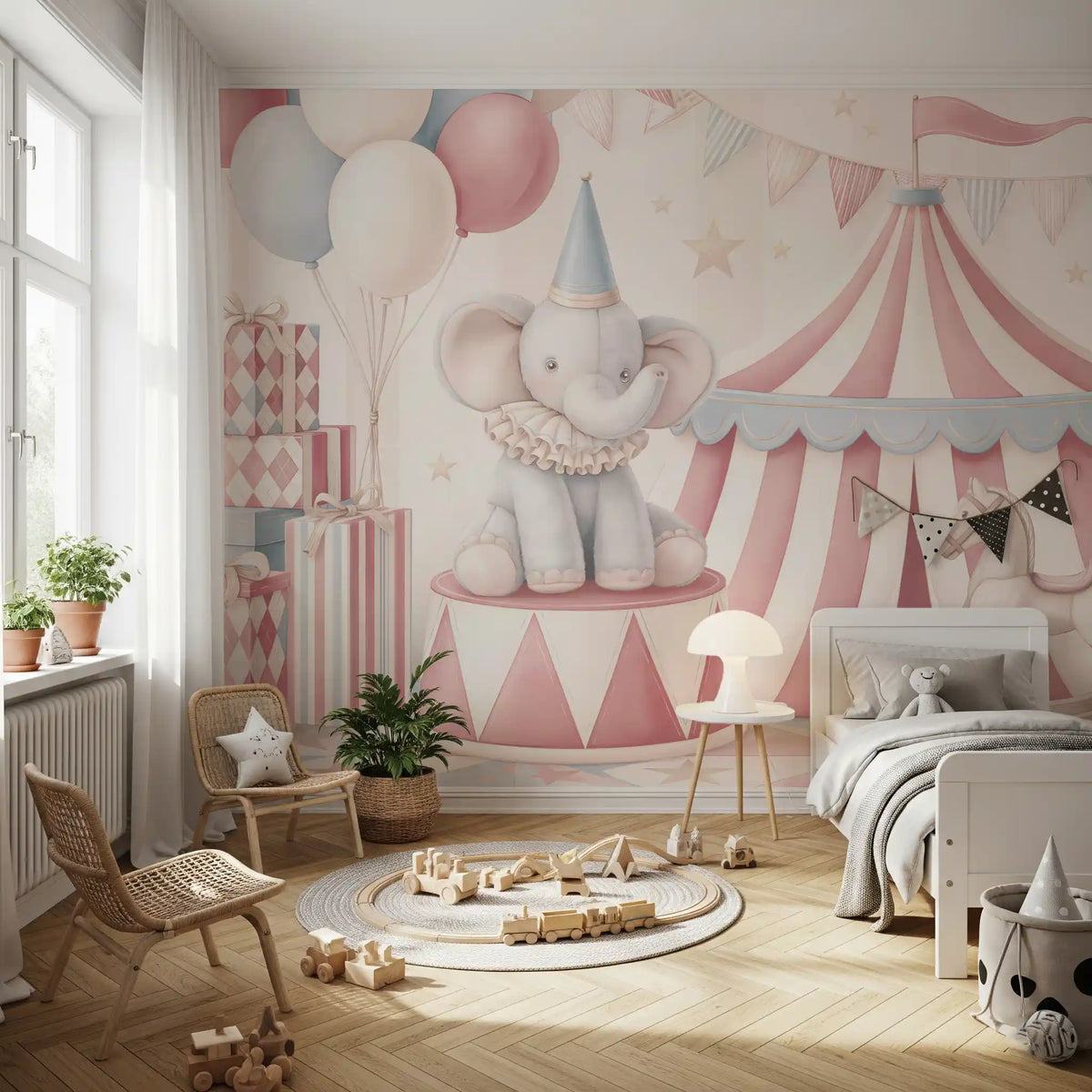 Papier peint panoramique mural Little Circus - Parade d'éléphants