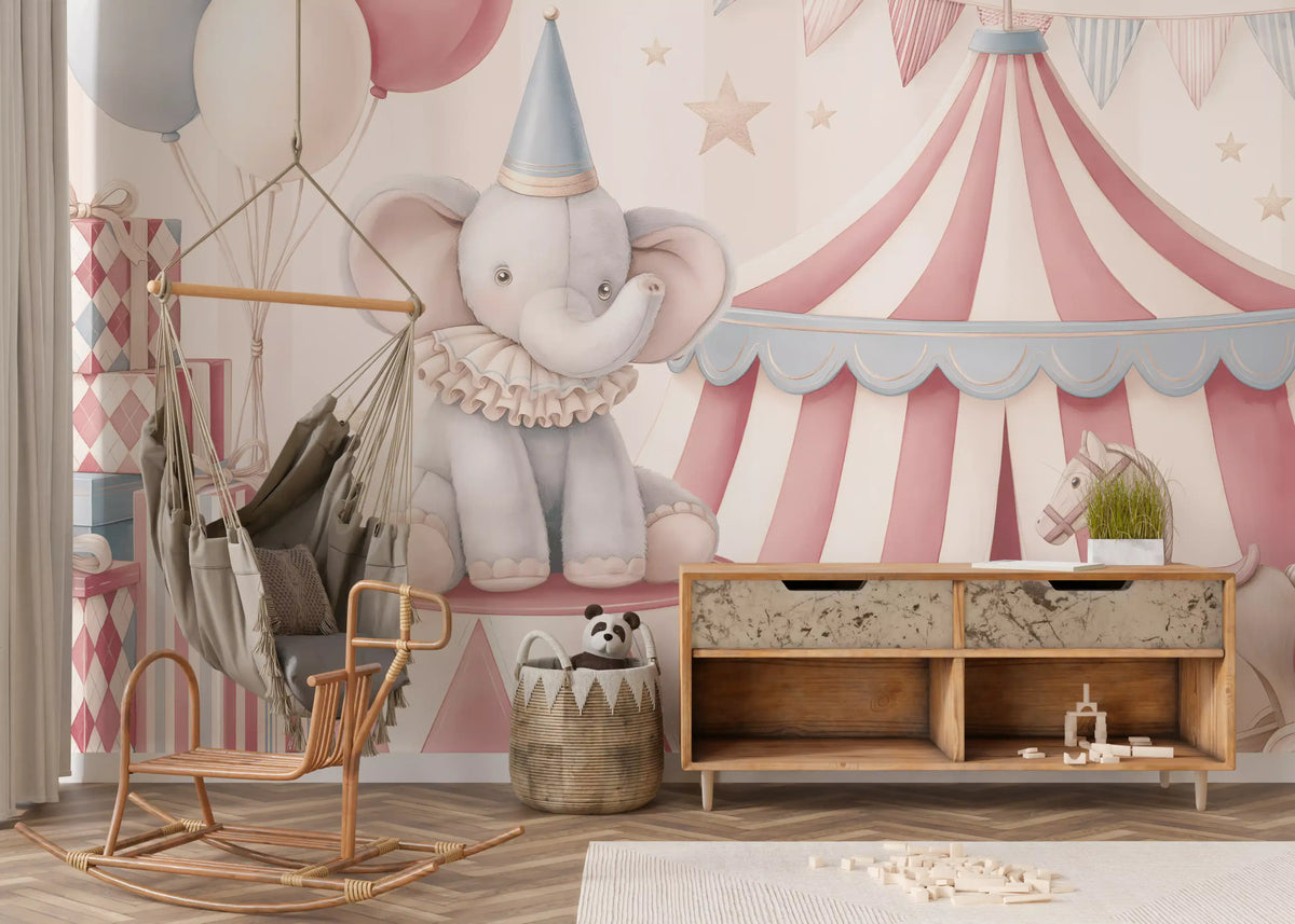 Papier peint panoramique mural Little Circus - Parade d'éléphants