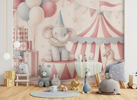 Papier peint panoramique mural Little Circus - Parade d'éléphants