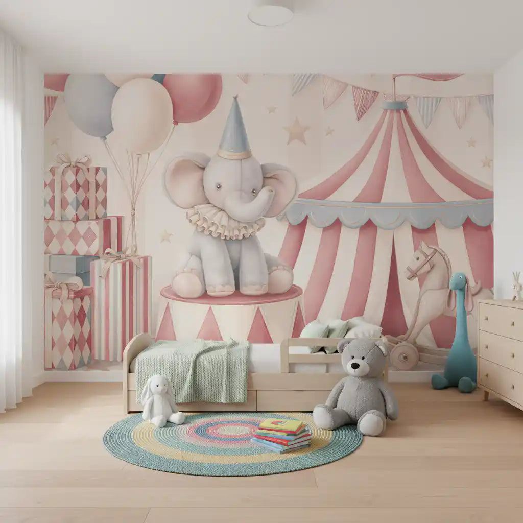 Papier peint panoramique mural Little Circus - Parade d'éléphants