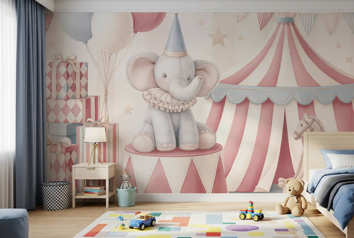 Papier peint panoramique mural Little Circus - Parade d'éléphants