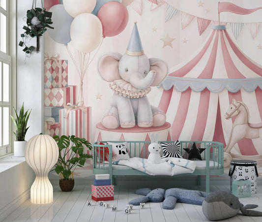 Papier peint panoramique mural Little Circus - Parade d'éléphants
