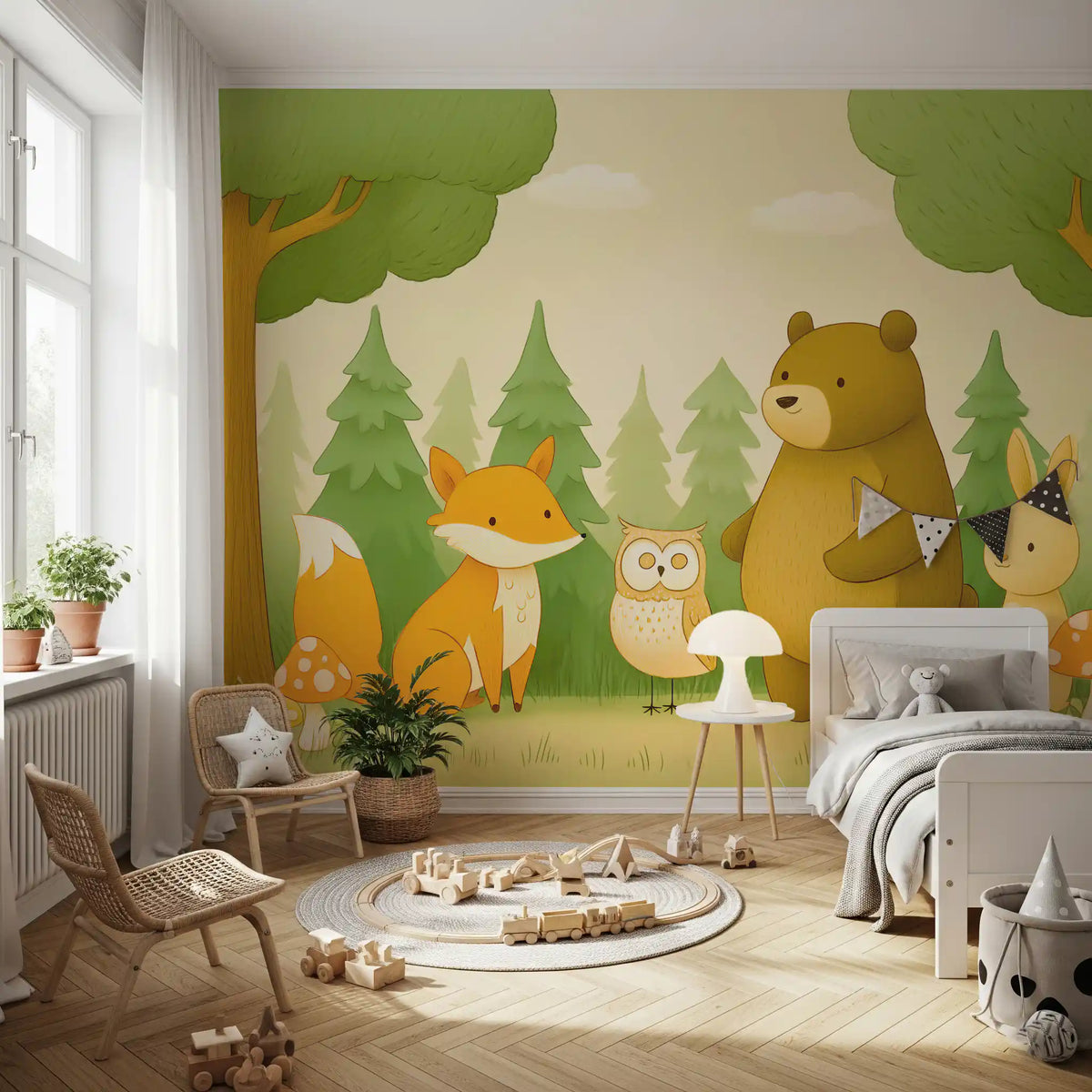 Wandbild „Freundliche Waldtierversammlung“