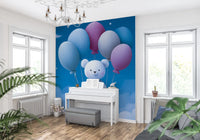 Wandmalerei „Ballonabenteuer am Nachthimmel“