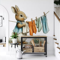 Papier peint panoramique mural Woodland Bunny - Jour de lessive