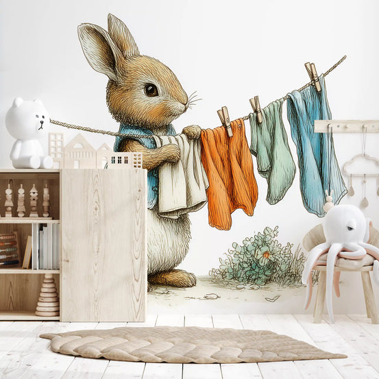Wandbild „Woodland Bunny Laundry Day“