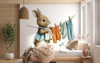 Papier peint panoramique mural Woodland Bunny - Jour de lessive