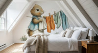 Papier peint panoramique mural Woodland Bunny - Jour de lessive