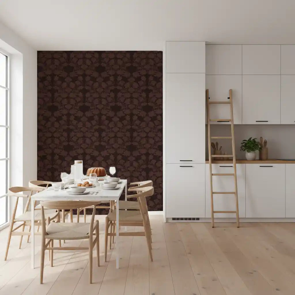 Papier peint à motif floral aux tons terre profonds⁠
