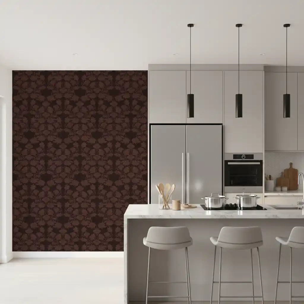Deep Earthy Floral Motif Wallpaper⁠