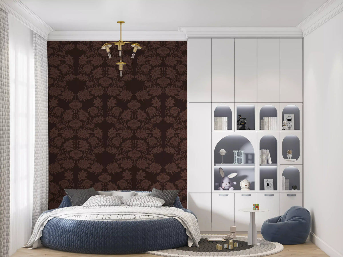 Deep Earthy Floral Motif Wallpaper⁠