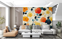 Papier peint panoramique artistique floral « Floraison automnale éclatante »
