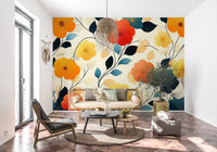 Papier peint panoramique artistique floral « Floraison automnale éclatante »