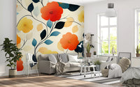 Papier peint panoramique artistique floral « Floraison automnale éclatante »
