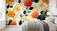 Papier peint panoramique artistique floral « Floraison automnale éclatante »