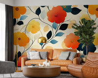 Papier peint panoramique artistique floral « Floraison automnale éclatante »