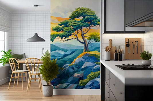 Abstract Horizon Tree Wall Mural